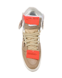 Baskets montantes en cuir marron clair Off-White