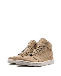 Baskets montantes en cuir marron clair Jordan