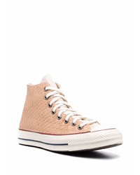 Baskets montantes en cuir marron clair Converse