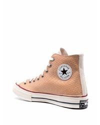 Baskets montantes en cuir marron clair Converse