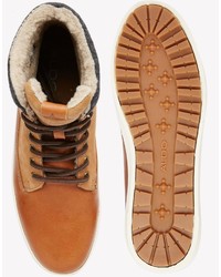 Baskets montantes en cuir marron clair Aldo