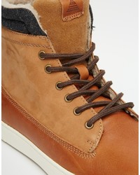 Baskets montantes en cuir marron clair Aldo