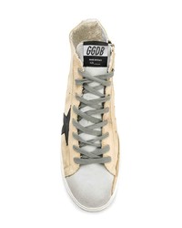 Baskets montantes en cuir marron clair Golden Goose Deluxe Brand