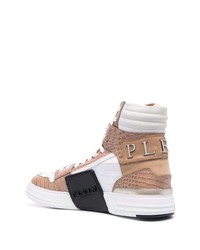 Baskets montantes en cuir marron clair Philipp Plein