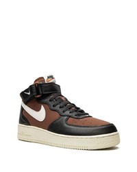 Baskets montantes en cuir marron foncé Nike