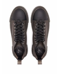 Baskets montantes en cuir marron foncé Giuseppe Zanotti