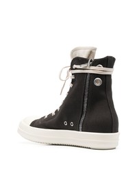 Baskets montantes en cuir marron foncé Rick Owens