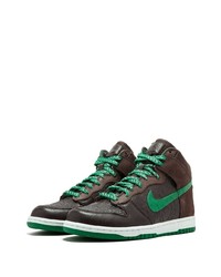 Baskets montantes en cuir marron foncé Nike