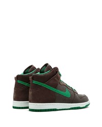 Baskets montantes en cuir marron foncé Nike