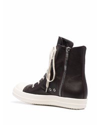 Baskets montantes en cuir marron foncé Rick Owens