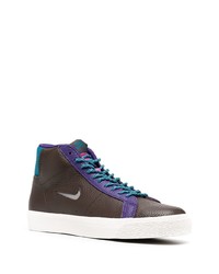 Baskets montantes en cuir marron foncé Nike