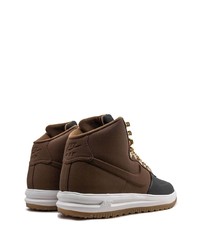 Baskets montantes en cuir marron foncé Nike