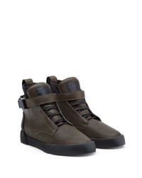 Baskets montantes en cuir marron foncé Giuseppe Zanotti