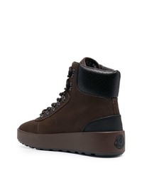 Baskets montantes en cuir marron foncé Moncler