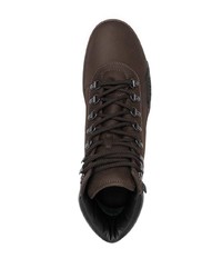 Baskets montantes en cuir marron foncé Moncler