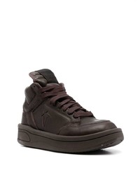 Baskets montantes en cuir marron foncé Converse