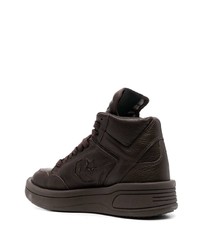 Baskets montantes en cuir marron foncé Converse