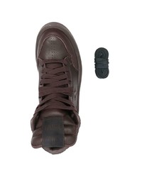 Baskets montantes en cuir marron foncé Converse