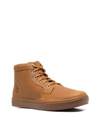 Baskets montantes en cuir marron Timberland