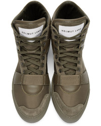 Baskets montantes en cuir marron Helmut Lang