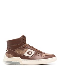 Baskets montantes en cuir marron Coach