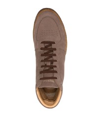 Baskets montantes en cuir marron Brunello Cucinelli