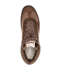 Baskets montantes en cuir marron Diadora