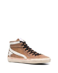 Baskets montantes en cuir marron Golden Goose