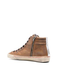 Baskets montantes en cuir marron Golden Goose