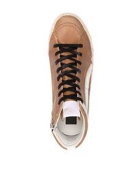 Baskets montantes en cuir marron Golden Goose