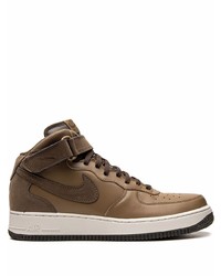 Baskets montantes en cuir marron Nike