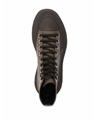 Baskets montantes en cuir marron Alexander McQueen