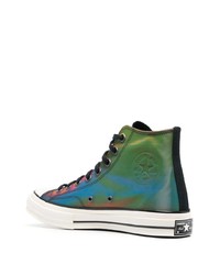 Baskets montantes en cuir multicolores Converse