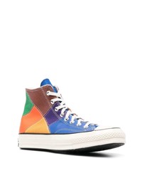 Baskets montantes en cuir multicolores Converse