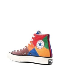 Baskets montantes en cuir multicolores Converse