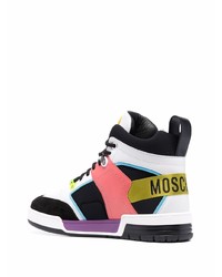 Baskets montantes en cuir multicolores Moschino