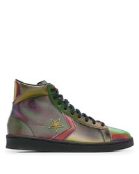 Baskets montantes en cuir multicolores Converse