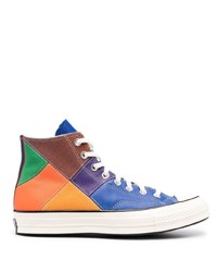 Baskets montantes en cuir multicolores Converse