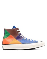 Baskets montantes en cuir multicolores Converse