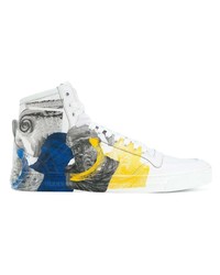 Baskets montantes en cuir multicolores Versace