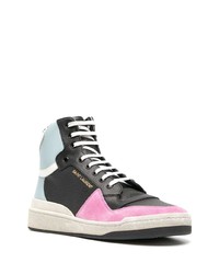 Baskets montantes en cuir multicolores Saint Laurent