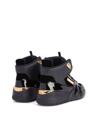 Baskets montantes en cuir noir et doré Giuseppe Zanotti