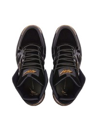 Baskets montantes en cuir noir et doré Giuseppe Zanotti