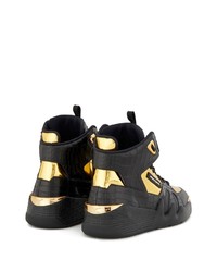 Baskets montantes en cuir noir et doré Giuseppe Zanotti