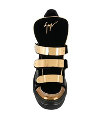 Baskets montantes en cuir noir et doré Giuseppe Zanotti