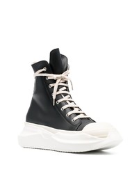 Baskets montantes en cuir noires et blanches Rick Owens DRKSHDW