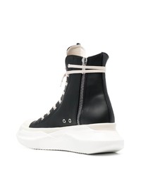 Baskets montantes en cuir noires et blanches Rick Owens DRKSHDW