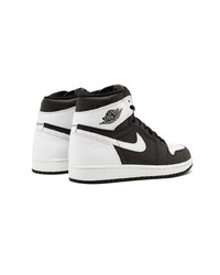 Baskets montantes en cuir noires et blanches Jordan