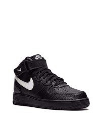 Baskets montantes en cuir noires et blanches Nike