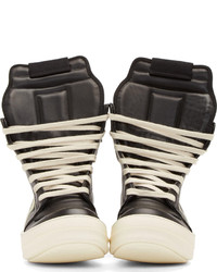 Baskets montantes en cuir noires et blanches Rick Owens